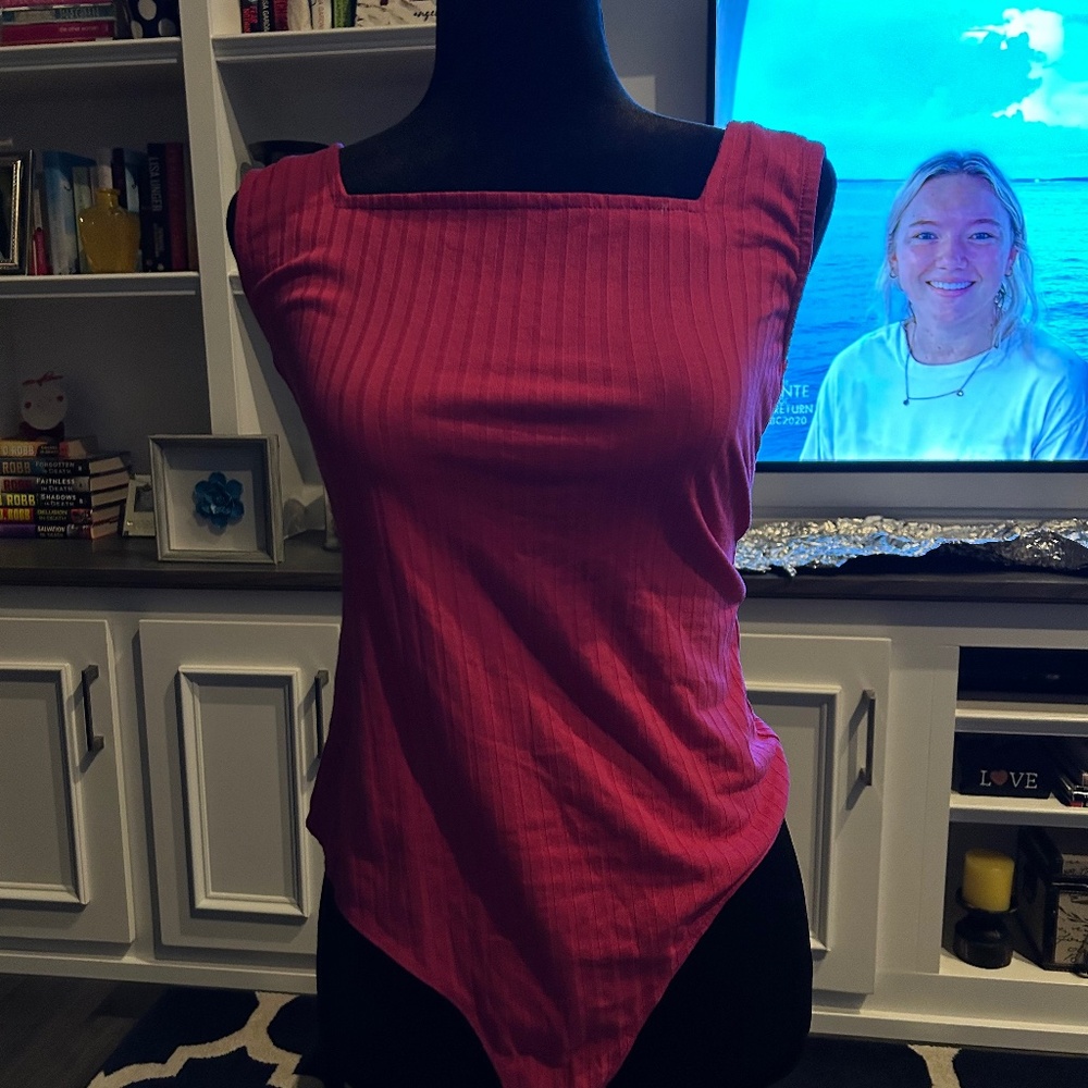 Hot pink sleeveless bodysuit